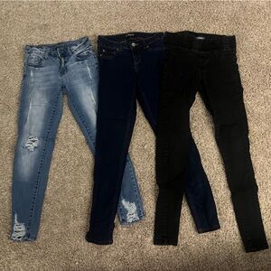 Set of Three Distressed and Classic Jeans